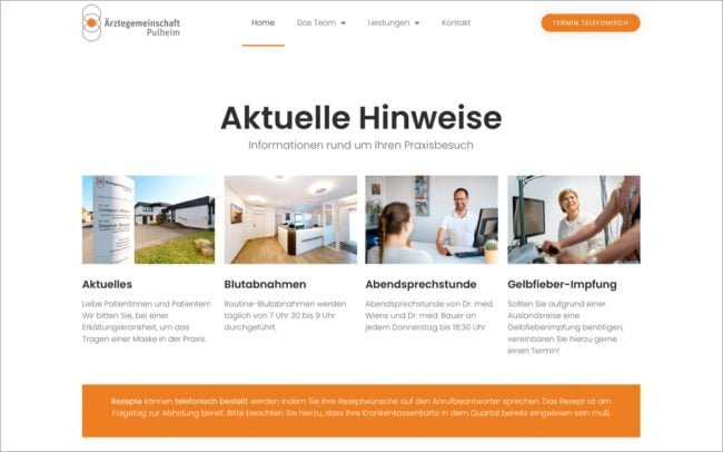 Praxis Website für Ärzte Allgemeinmediziner